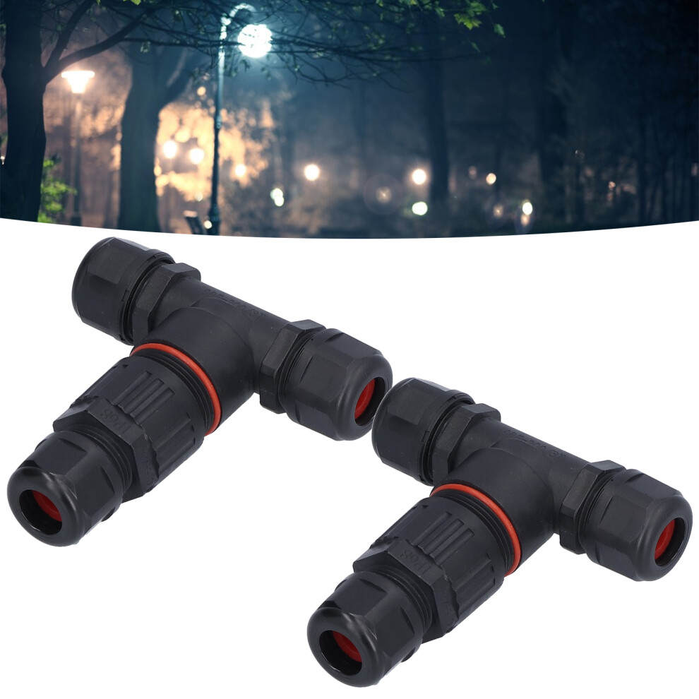 2Pcs 3-Way Waterproof T-Shape Junction Box Connector Ip68 Rated 3001376785086