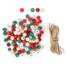 200 Stück DIY-Holzperlen-Set für Weihnachten & Basteln, 5 Farben