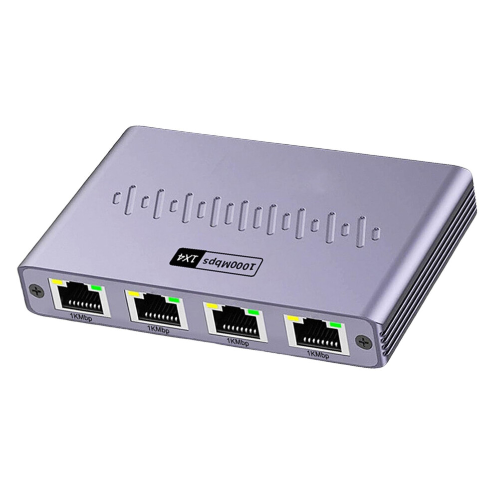 Gigabit Ethernet Splitter 1 To 4 Rj45 Network Adapter Aluminum Speed 1000Mbps For Multidevice 9347817721546