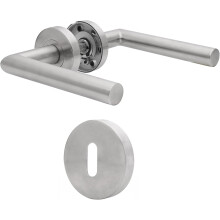 Door Levers for Interior Exterior Doors, Stainless Steel Handles Modern Design with Rosette, Double Sided Handle with Single Tongue Lock, Comfortable