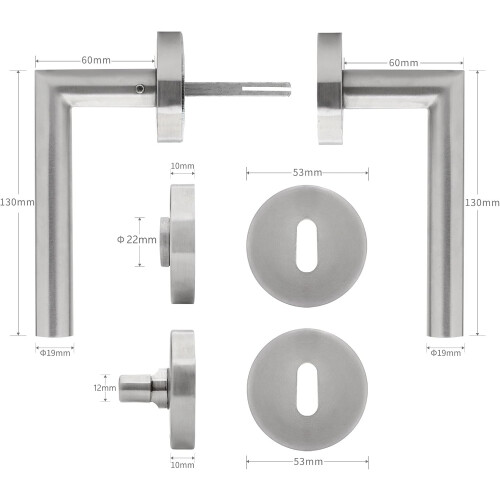 Contemporary Door Handle with Security Lock, Easy Installation Interior Door Handle Set with Concealed Fixings, Durable Adjustable Latch 1