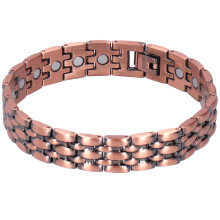 Unisex armbånd i rent kobber, hypoallergenisk armbånd i justerbar størrelse med beskyttende belægning, stilfuldt design med magnetisk