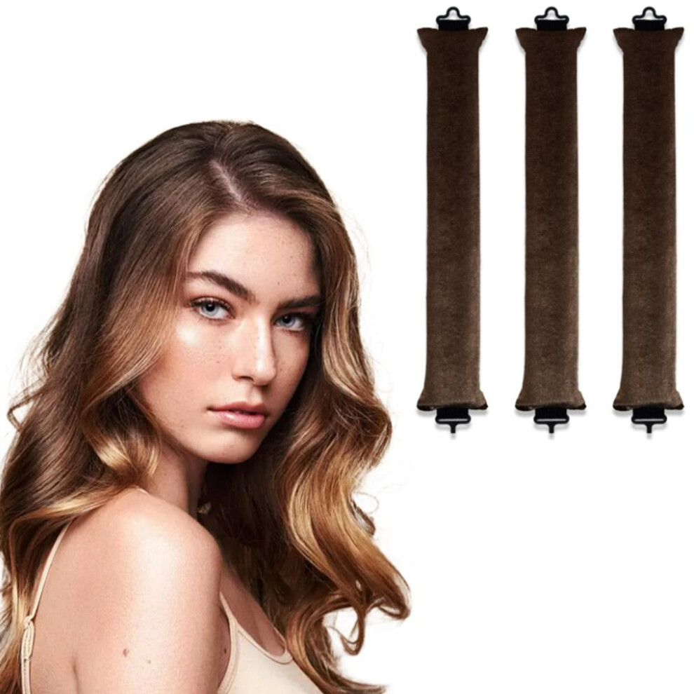 Heatless Hair Curlers Set â Soft Velvet No Heat Styling Rods for Overnight Curls, 3pcs Brown