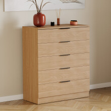 (Pine) Trega 5 Drawer Chest of Drawers Wooden Storage