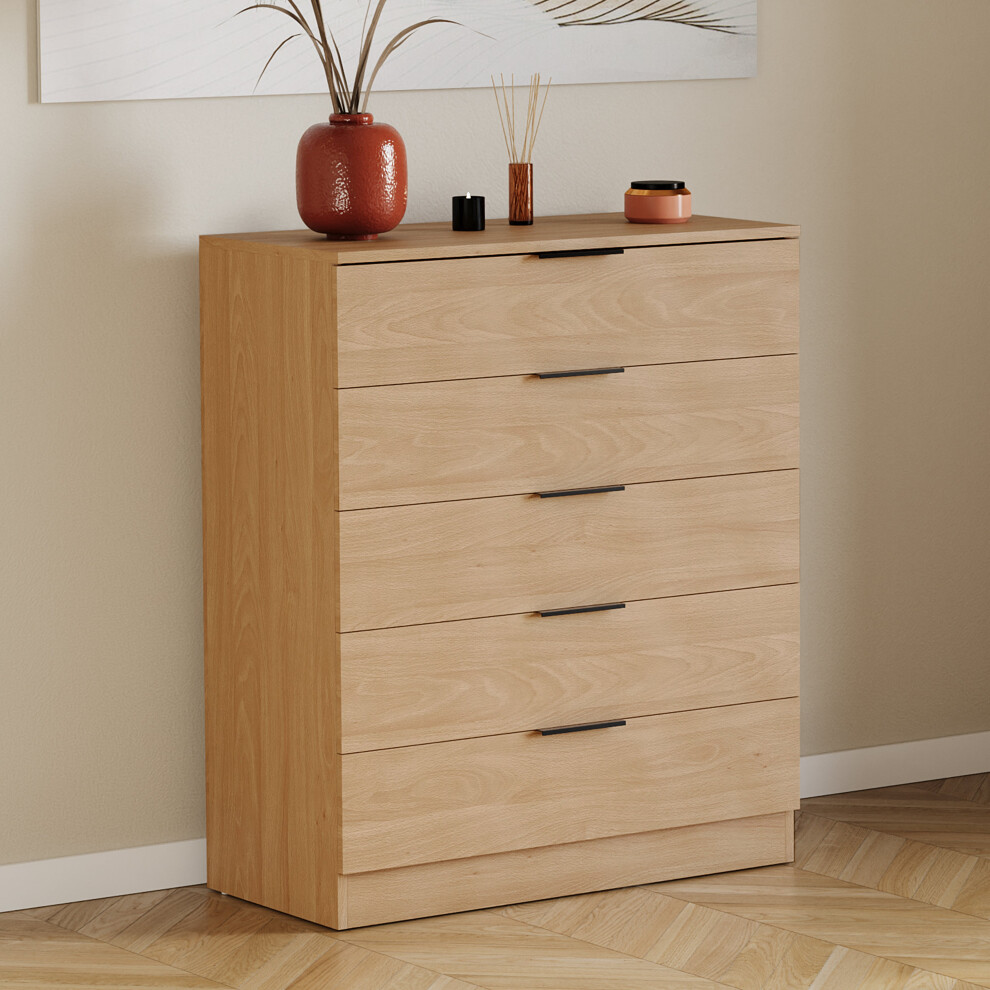 Vida Designs (Pine) Trega 5 Drawer Chest Of Drawers Wooden Storage