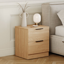 (Pine) Trega 2 Drawer Bedside Cabinet Wooden Nightstand