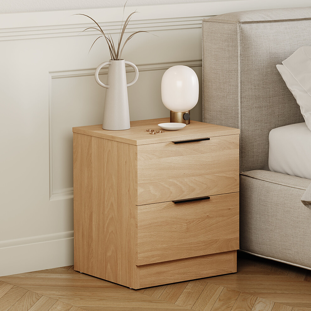 Vida Designs (Pine) Trega 2 Drawer Bedside Cabinet Wooden Nightstand