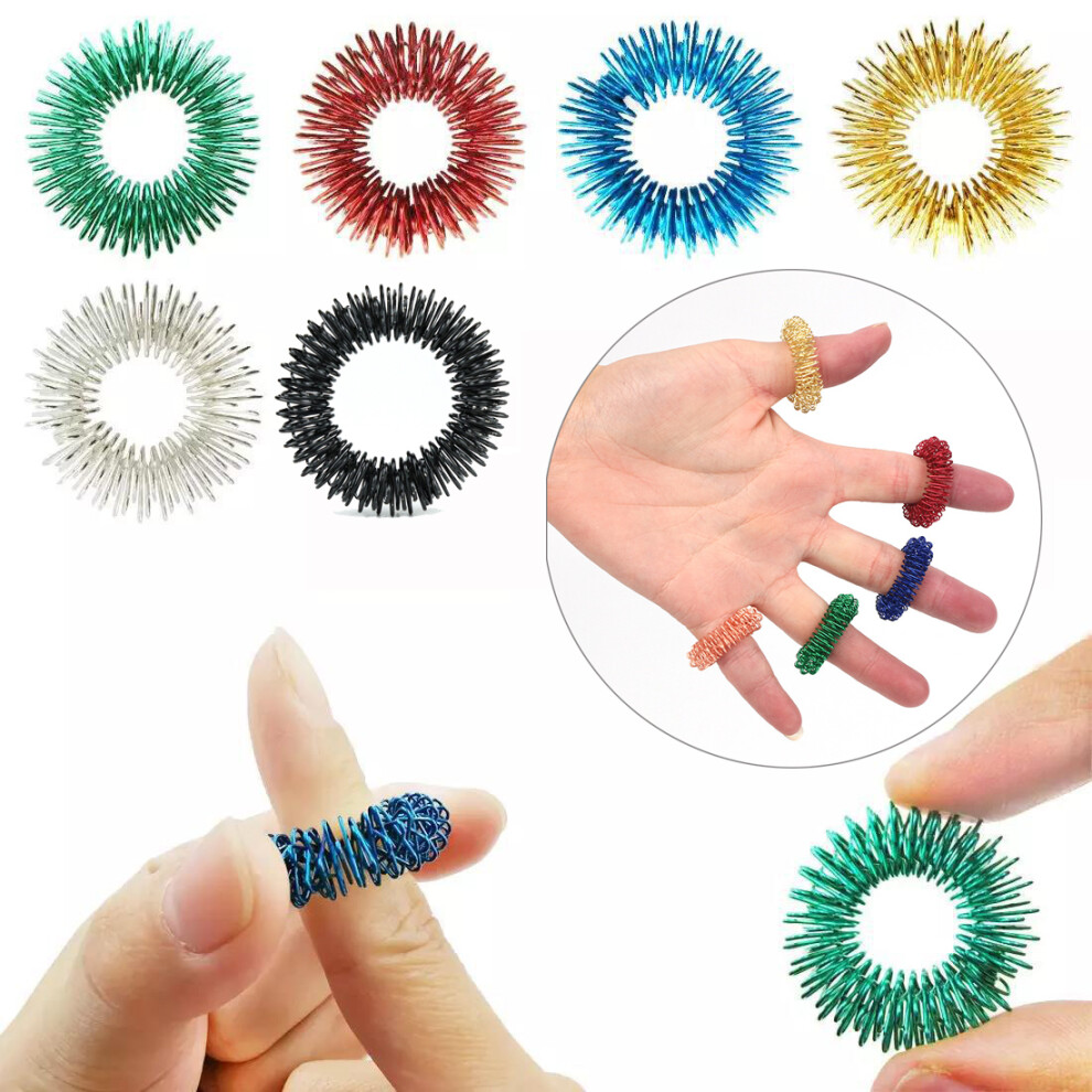 Finger Massager Blood Circulation Ring Set Stainless Steel Reusable Acupressure Therapy Ring for Wrist Hand Pain Relief Spiky Sensory Ring with