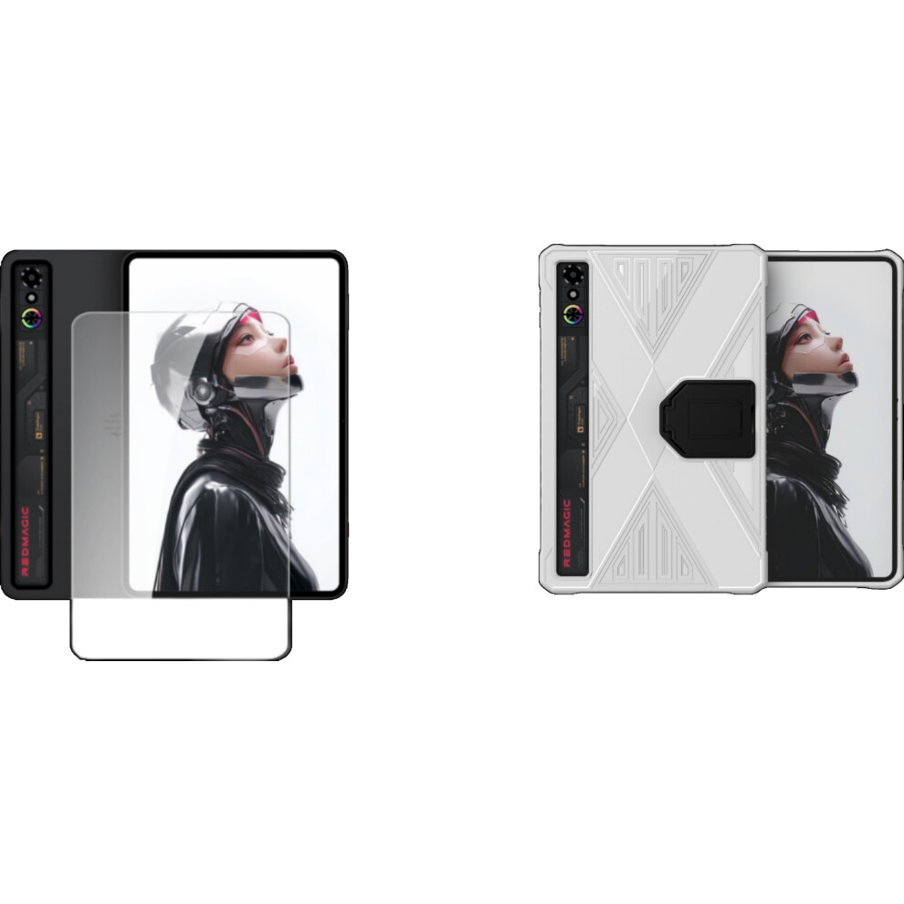 Gaming Tablet Accessory Set For Redmagic 3 Pro, Tpu Case With Stand And 9H Tempered Glass White 9187378509401