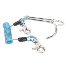 316 Edelstahl Taucherstrickleine Doppelreef 13cm mit 1m Spiralcoil-Lanyard Blau