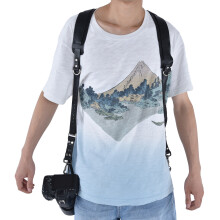 Doppelte Schulter-Kameragurt aus PU-Leder mit Eisen-D-Ringen – Outdoor-Fotografie-Ausrüstung