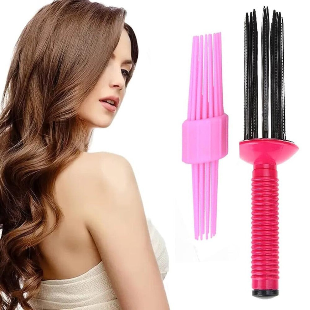 2PCS Professional Curling Comb Set with Three Curl Sizes and AntiSlip Teeth for Hair Styling