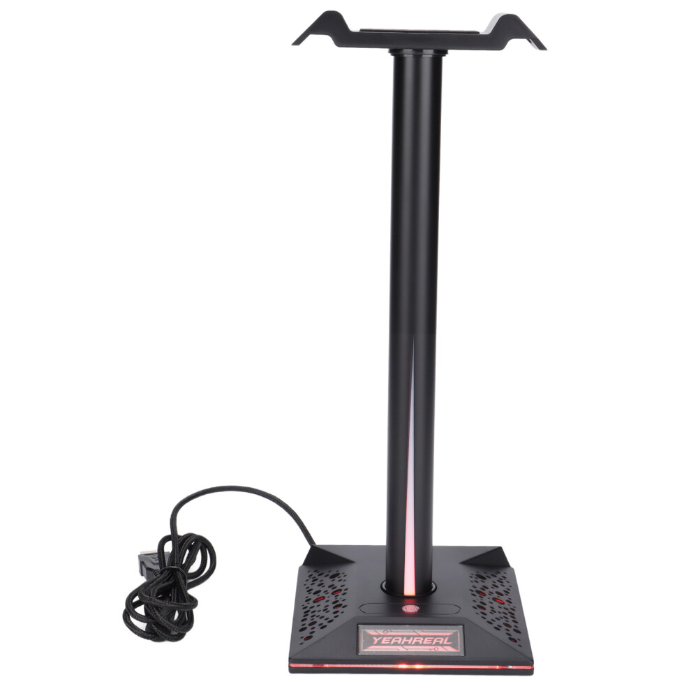Rgb Illuminated Headset Stand, Universal Compatibility For All Headphones, Abs & Tpu Material, Space-Saving Design With 2 Usb Ports For Easy 9138057384314