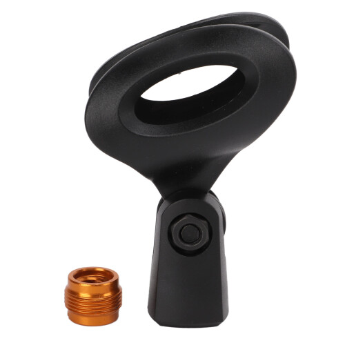 Black Plastic Microphone Holder Stand Clamp with 3/8in & 5/8in Threads 1