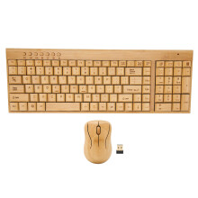 Kabelloses Tastatur- und Maus-Set aus Bambus, handgefertigt aus Bambus, 2,4-GHz-Funkverbindung mit natürlichem Material