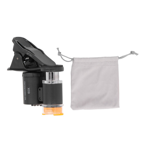 60X Optical Glass Lens Microscope with UV Light, Handheld Magnifying Microscope with Durable Design, Portable Microscope with Adjustable Focus and