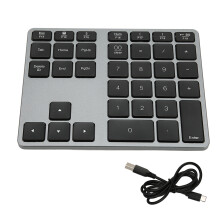 Teclado numérico Bluetooth, teclado numérico sem fio com 34 teclas e tecla de atalho, teclado numérico recarregável com design em alumínio