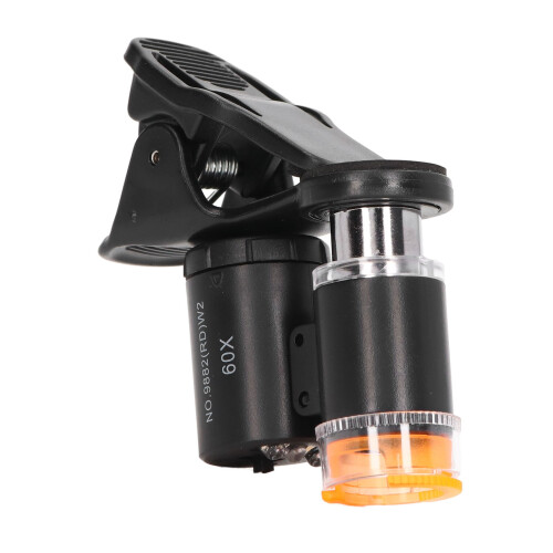 60X Optical Glass Lens Microscope with UV Light, Handheld Magnifying Microscope with Durable Design, Portable Microscope with Adjustable Focus and 2