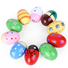 Suonatori a percussione in legno a forma di uovo per bambini, suono vibrante, vernice atossica, cestino di Pasqua in legno massello naturale dai