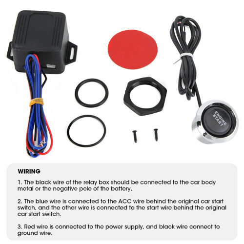 Blue LED Indicator Light Car Engine Start Push Button Universal Design 12V LED Switch Ignition Starter Waterproof Durable Plastic Material Engine 2