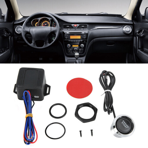 Blue LED Indicator Light Car Engine Start Push Button Universal Design 12V LED Switch Ignition Starter Waterproof Durable Plastic Material Engine 1