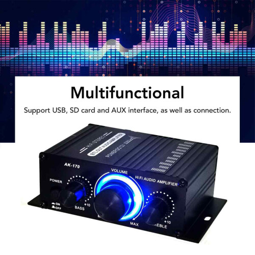 Ενισχυτής στερεοφωνικού ήχου HiFi για αυτοκίνητο, σπίτι, Bluetooth 5.0, ενισχυτής ισχύος 1