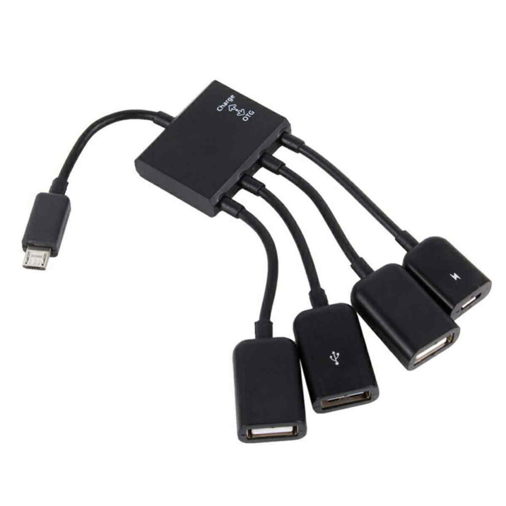 Charging Otg Host Cable With 4 Port Micro Usb Hub Adapter, Connect Keyboard Mouse And Card Reader Simultaneously, Portable Design For Android Devices 9004841822938