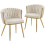 Homcom (Cream) HOMCOM Upholstered Kitchen Chairs Set of 2 with Woven Backrest 2