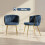 Homcom (Blue) HOMCOM Upholstered Kitchen Chairs Set of 2 with Woven Backrest 3