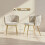 Homcom (Cream) HOMCOM Upholstered Kitchen Chairs Set of 2 with Woven Backrest 3