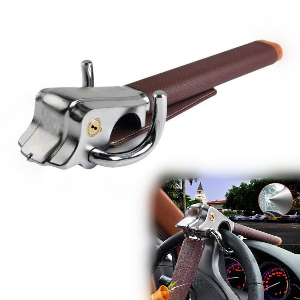 Universal Steering Wheel Lock With Keys, Heavy Duty Antitheft Car Security Device, Red 9187378510810