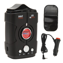Radardetector voor auto's, 360 graden detectie met realtime gesproken waarschuwingen, uitgebreid bereik 2,4 GHz/410 MHz, ingebouwde GPS, ondersteunt