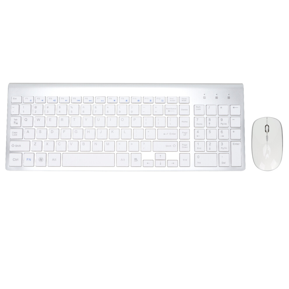 Wireless 102-Key Keyboard Mouse Combo 2.4Ghz Compact Silver 8151376826748