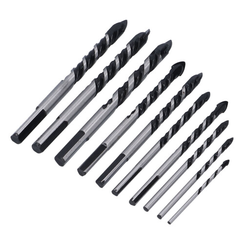 10 Pcs Masonry Drill Bits Set 3mm-12mm Carbide Tips with Storage Case 2