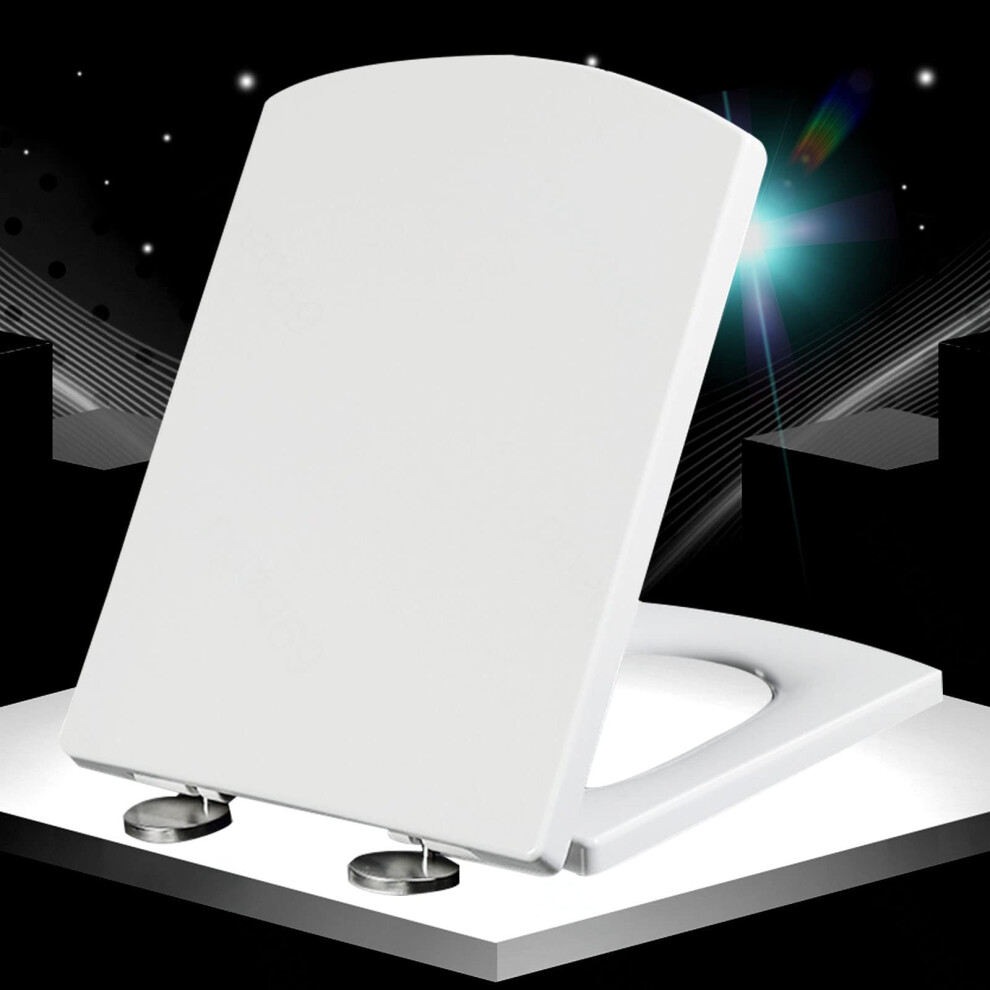 Toilet Seat Square Quick Release Soft Close, Fix White Lid With Cover, 34.5X43 Cm, Compatible With Standard Toilets 9187378511350