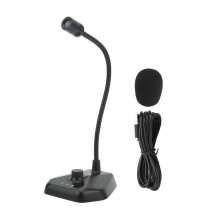 Microfone de mesa com suporte flexível tipo pescoço de ganso, captação omnidirecional de 360 graus com redução de ruído para streaming,
