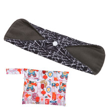 Eco-Friendly Reusable Menstrual Pads, Bamboo Charcoal Fiber Sanitary Pads with Adjustable Snap Buttons, Leak Proof Design for Heavy Flow Days
