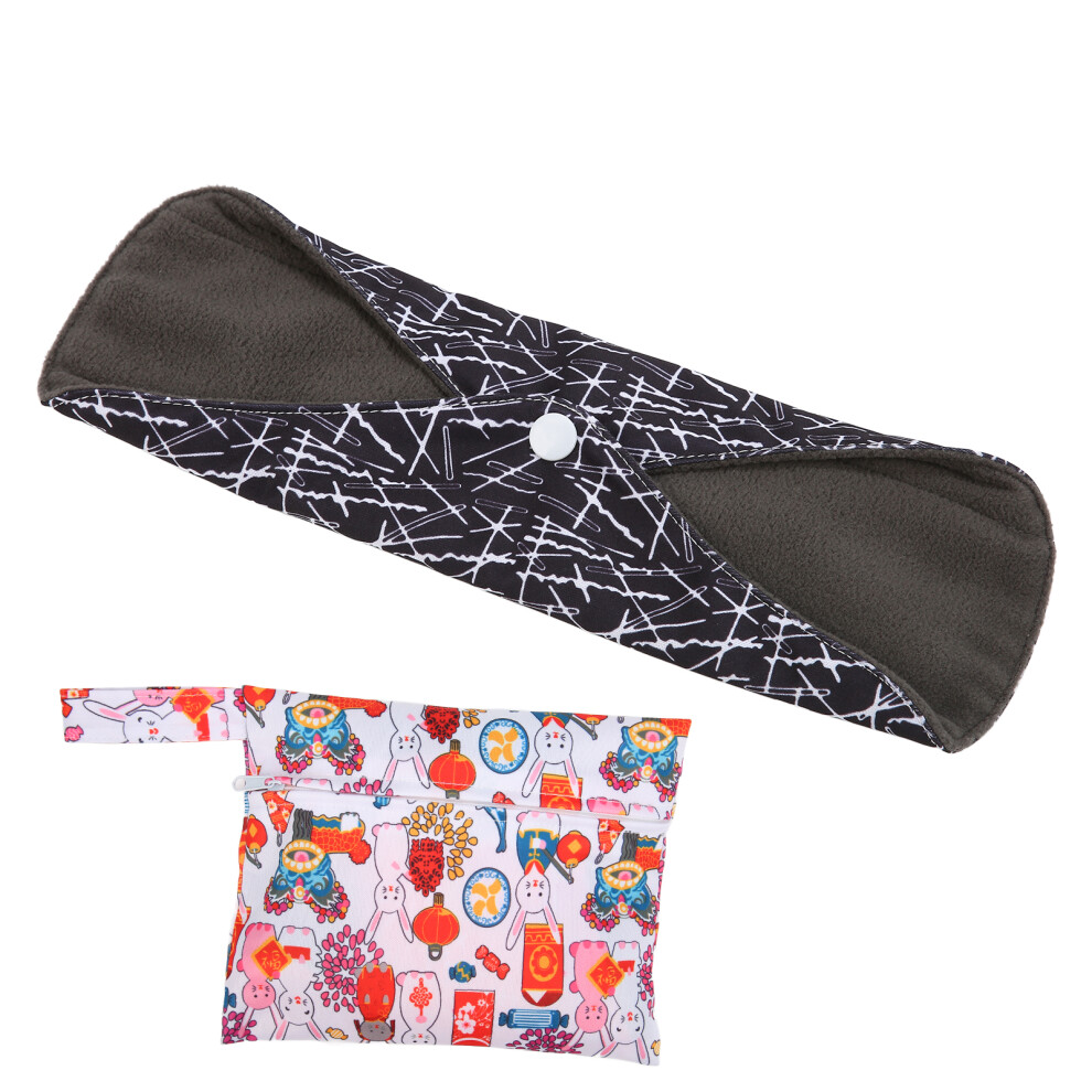 Eco-Friendly Reusable Menstrual Pads, Bamboo Charcoal Fiber Sanitary Pads with Adjustable Snap Buttons, Leak Proof Design for Heavy Flow Days