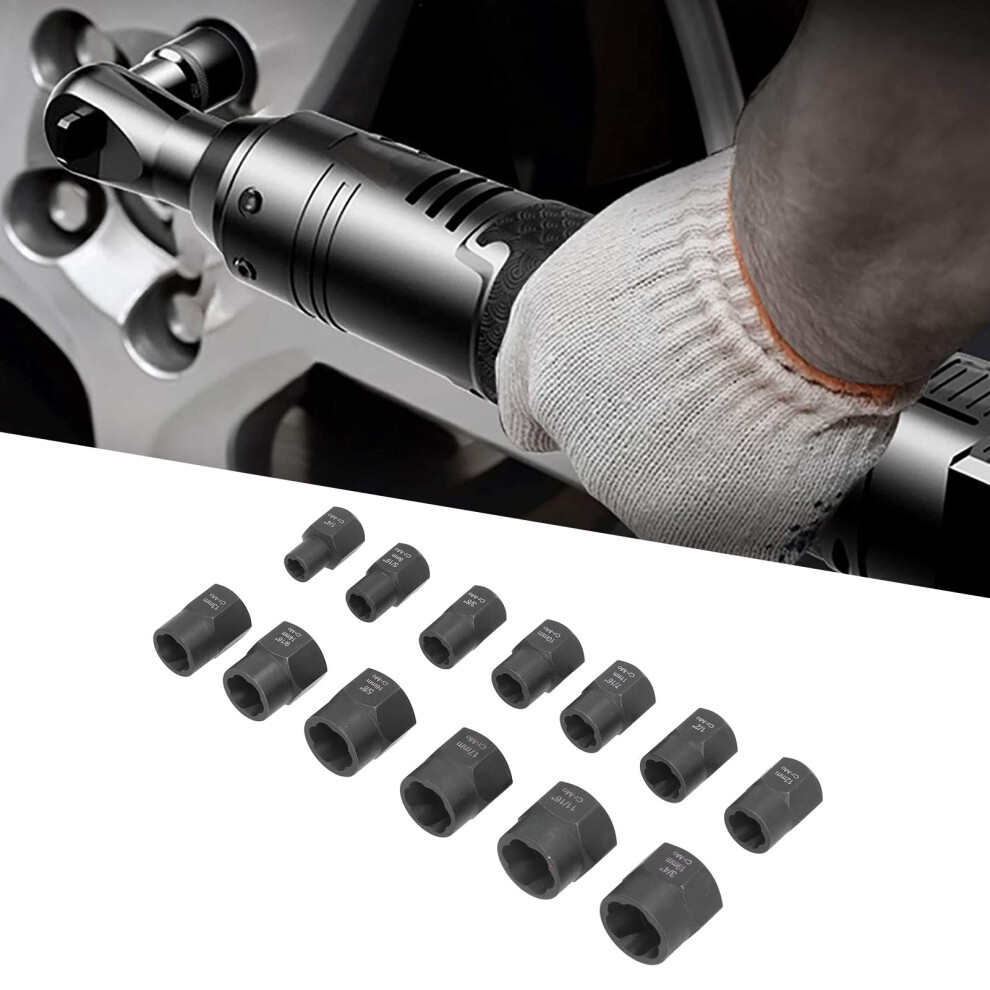 13 Pc Impact Nut Extractor Set Â Chrome Vanadium Steel, Black, Various Sizes 7891376836507