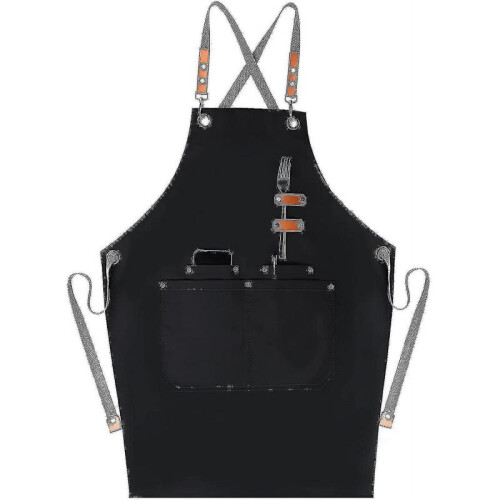Apron with Back Bib Apron Cooking Aprons with Pockets for Men