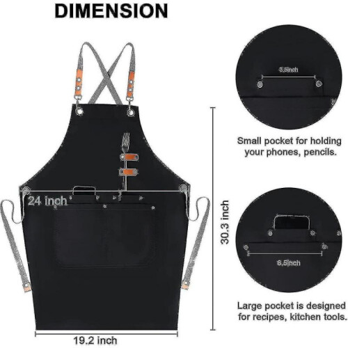 Apron with Back Bib Apron Cooking Aprons with Pockets for Men 1