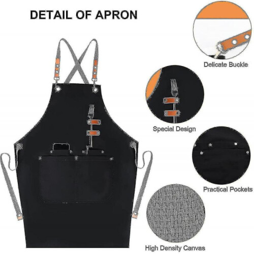 Apron with Back Bib Apron Cooking Aprons with Pockets for Men 2
