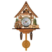 Cuckoo Shaped Wall Clock with Silent Movement, Handmade Wooden Clock for Home Decor, Vintage Wall Clock with 3D Cartoon Cuckoo Design, Retro Wooden