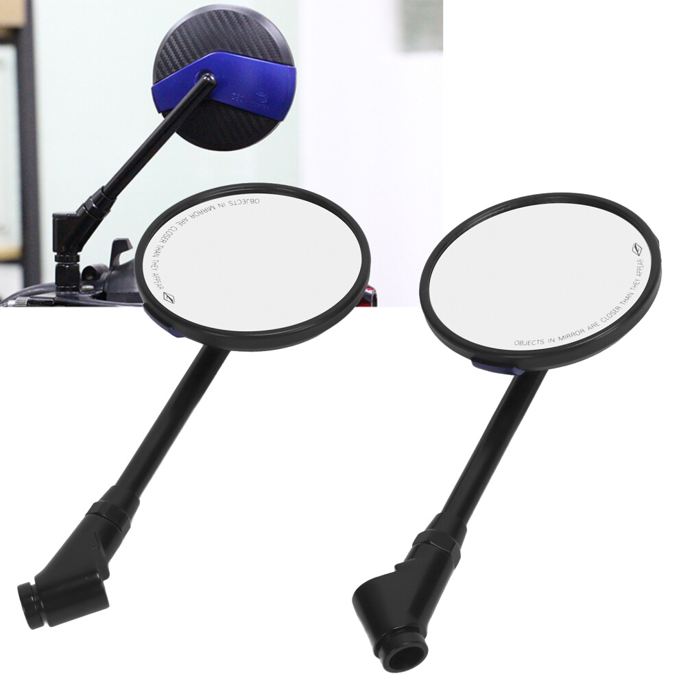 Round Carbon Fiber Style Motorcycle Rearview Mirror 360 Rotatable Blue 8761376848925