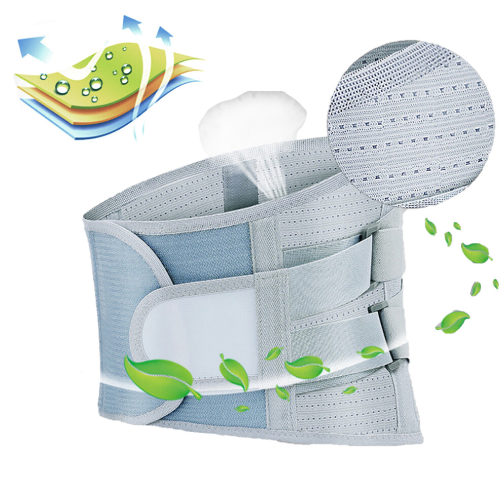 Breathable Mesh Fabric Lumbar Support Brace with Posture Corrector, Spinal Pressure Relief Back Braces for Lower Back Pain Relief, Adjustable Lumbar