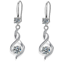 Green Dangly Earrings for Women, Silver Hypoallergenic Drop Earrings with Cubic Zirconia, Jewellery Present Valentines Birthday Mothers Day