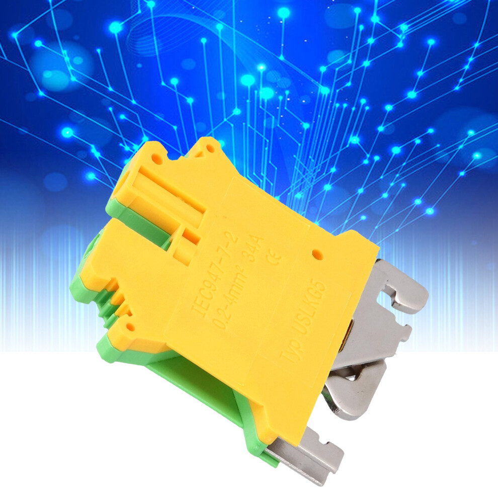 50Pcs Din Rail Grounding Terminals 34A 2 Channel Side Wiring 8421376851218
