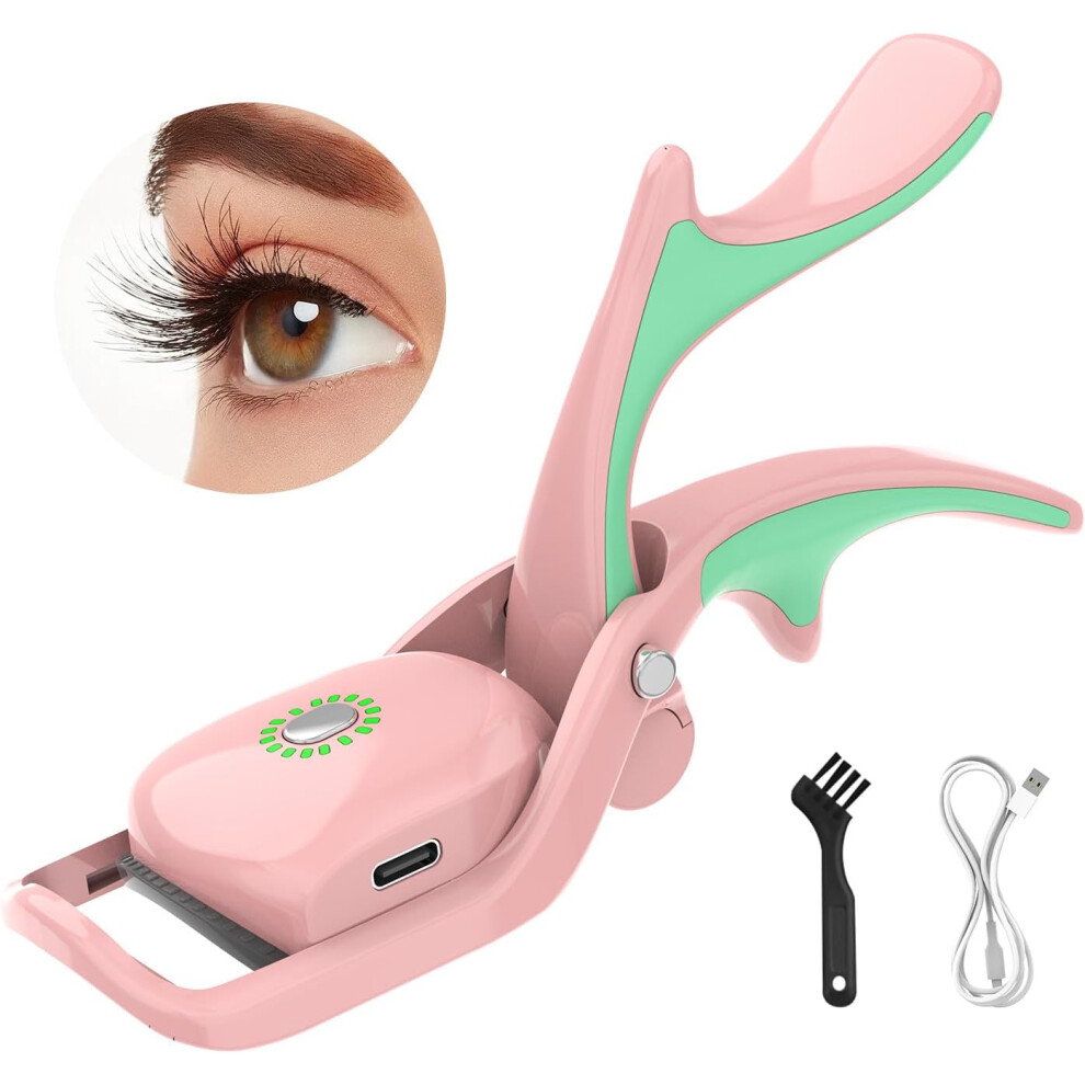Pink (Pink) Heated Eyelash Curler, Electric Eye Lash Curler Rechargeable
