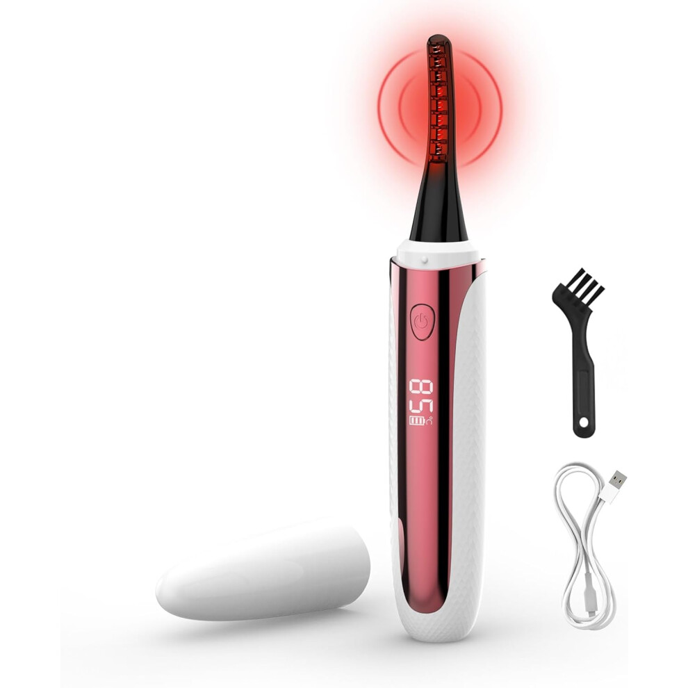 White (White) Heated Eyelash Curler, Wand-Style Electric Eyelash Curler Rechargeable