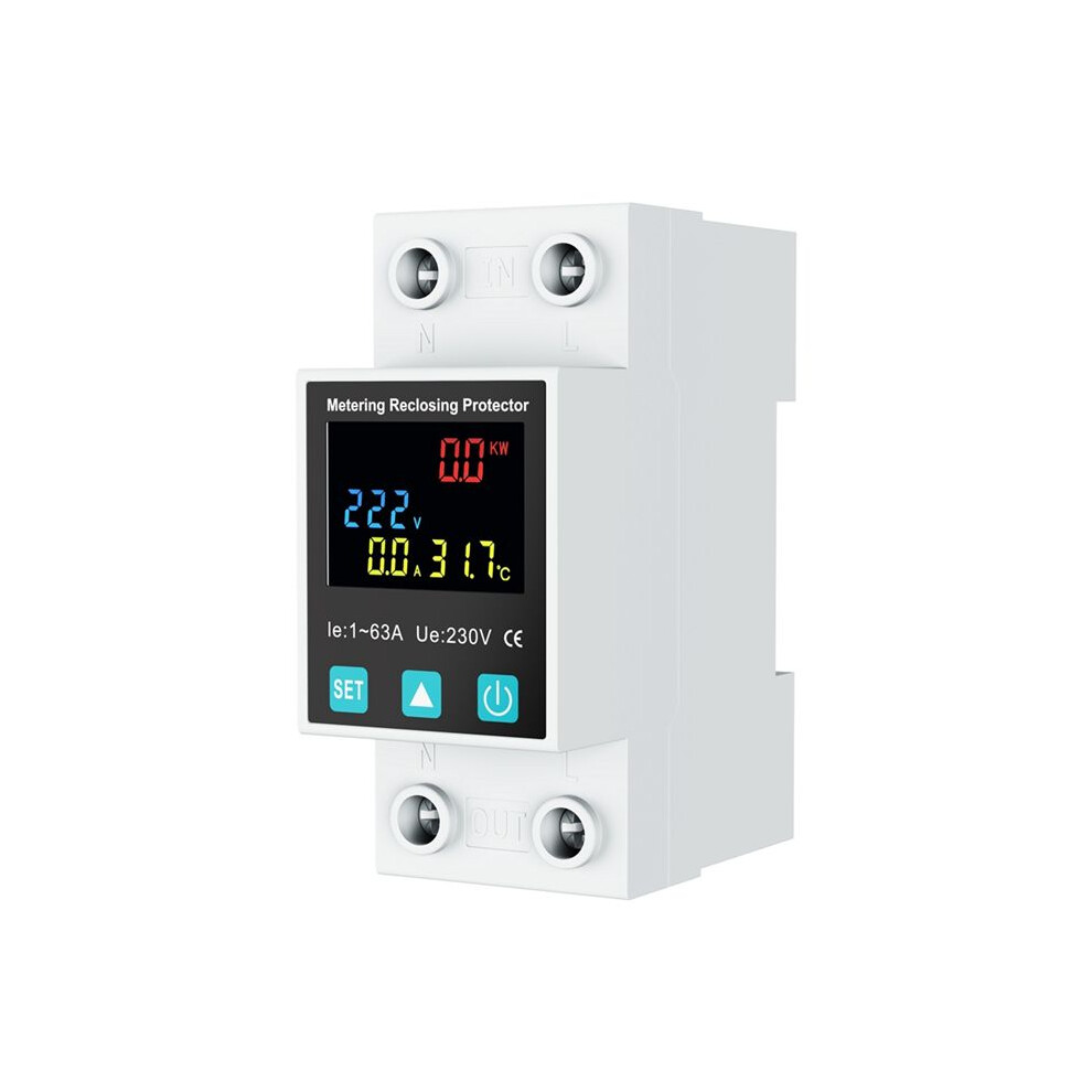 2P/63A Reclosing Protector Circuit Breaker Earth Leakage Over Under Voltage Protection Protector Relay Kwh Meter 6031765419886